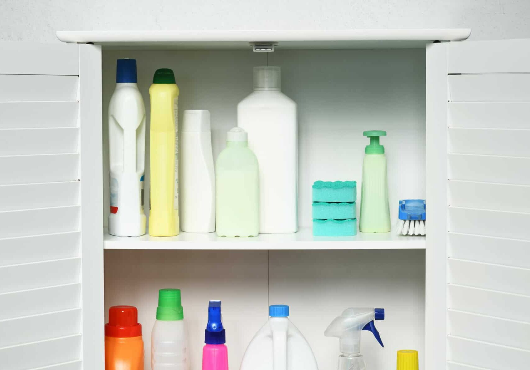 Cabinet with different cleaning products